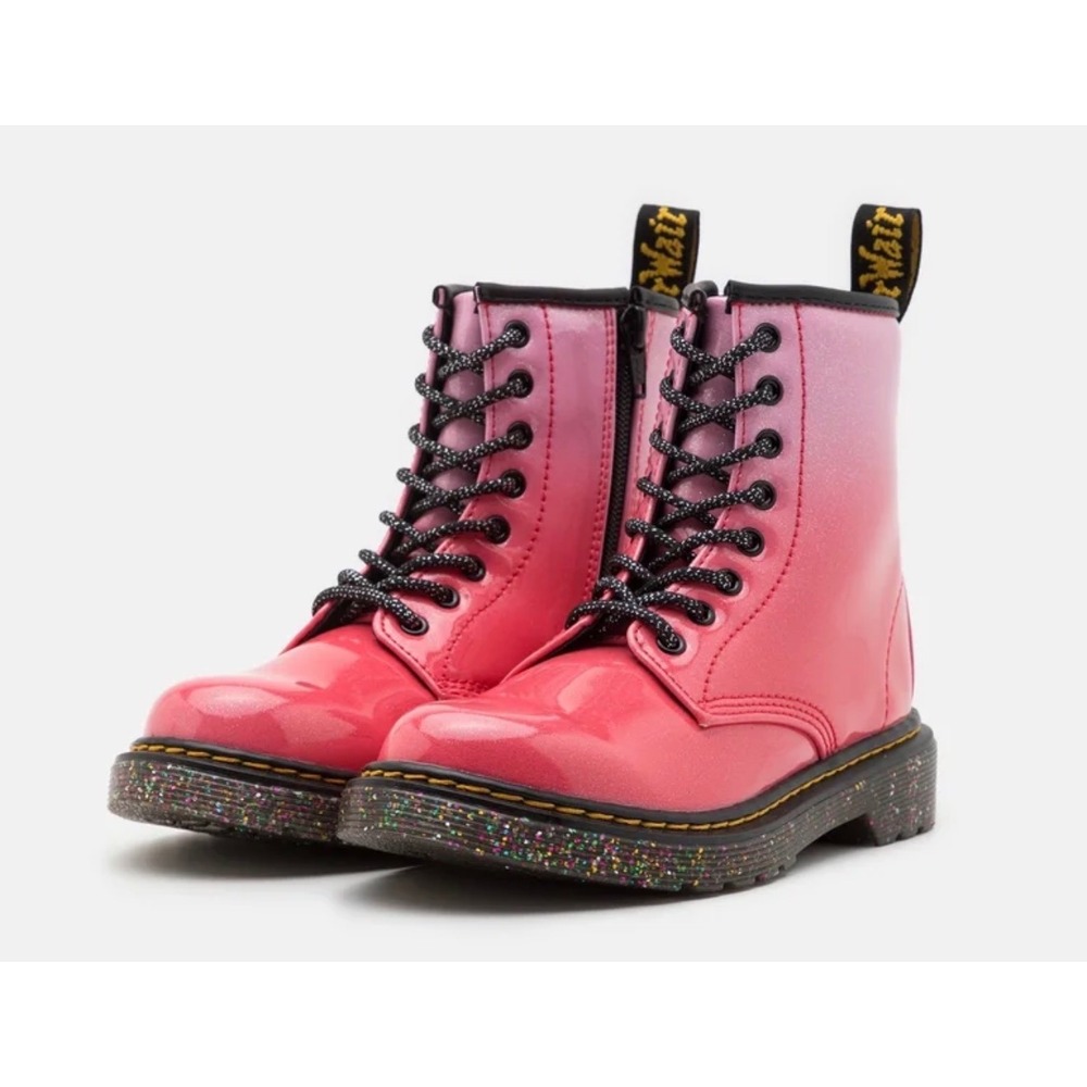 Dr. Martens Junior 1460 Gradient Glitter Leather Lace Up Boots Size 3 Pink